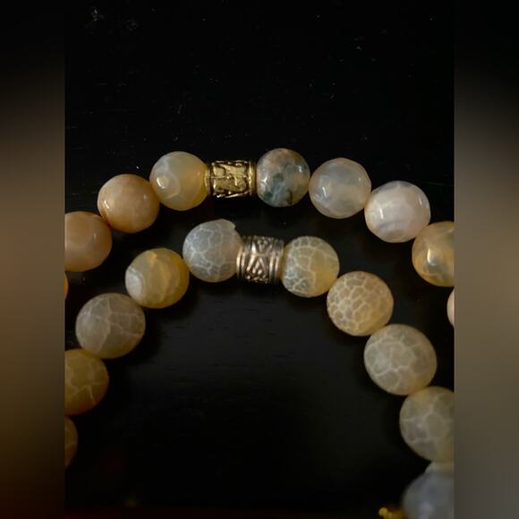 ALL THINGS BEAUTIFUL: Dendritic Agate Faceted w/Oval Fire Agate Set (NWOT) - Picture 6 of 7